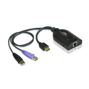ATEN HDMI USB Virtual Media KVM Adapter Cable with Smart Card Reader, Black, 1 Port, RJ45 Connector, KA7168