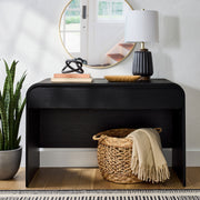 Better Homes & Gardens Juliet Curved Writing Desk with Storage, Black Composite Wood, Soft-Close Drawers, Mid-Century Modern Design