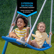 Sportspower MSC-5456 Super Surfer Metal Swing Set with 6ft Slide, Skyflyer Swing, Surfboard Swing, and Standing Swing