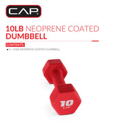 CAP Neoprene Dumbbell, 8lb, Green, Hexagonal Shape, Cast Iron Core, Single