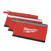 Milwaukee 48-22-8193 Canvas Zipper Pouch, Red, 3 Pk