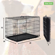 BestPet 48 Inch Foldable Metal Dog Crate with Double Doors, Adjustable Divider, Removable Tray, Black, TY-PC1200-Black