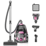 SUXIANGVAC SL159 Canister Vacuum Cleaner, 32Kpa 1600W Bagless Vacuum Cleaner, Dust Full Indicator, H13 HEPA Filter, Pink