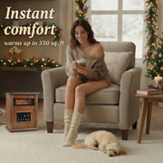 Airo Comfort Electric Infrared Space Heater, 1500W Quartz Heater, Adjustable Thermostat, Remote Control, Child Safety Lock, Light Finish