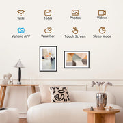 EKASN Digital Photo Frame, 10.1-Inch HD IPS LCD Touchscreen, 16GB Storage, Wi-Fi Enabled with Vphoto App, White with 2 Replacement Frames