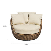Beautiful BE5636225828002 Wicker Outdoor Swivel Chair with Boucl Cushions & Cover, Brown/Porcini