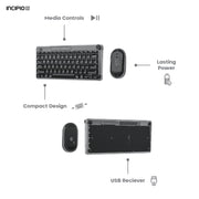 Incipio ICPC001 Translucent Slim Wireless Keyboard and Mouse Combo, 2.4 Ghz Wireless, Multimedia Controls, Compact Layout- Gray