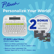 Brother PT-D210WM Desktop Label Maker, Corded Electric, Multicolor, Compatible with TZe Laminated Tapes, 14 Fonts, 0.47 in Max Label Width