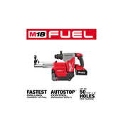 Milwaukee 2915-22DE M18 FUEL 18V Lithium-Ion Brushless 1-1/8 in. Cordless SDS-Plus Rotary Hammer/Dust Extractor Kit, Two 6.0Ah Batteries