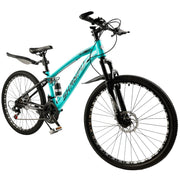 Artudatech ARTUDATECH-26-MTB-GREEN Full Suspension Mens Mountain Bike, Shimano 21 Speed, 26 Inch Wheel, Green