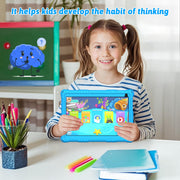 YQSavior Android 15 Kids Tablet, 10.1 Inch IPS HD Display, 8GB RAM, 32GB Storage, Quad-Core 1.8GHz Processor, Wi-Fi, Parental Control, Dual Cameras, Blue with Protective Case, CP10K