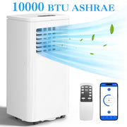 LifePlus Portable Air Conditioner, WiFi Enabled, 10000BTU Ashrae Cooling, Dehumidifier, Remote Control, Window Kit, White