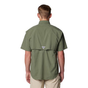 Columbia PFG Bahama II Men's Short Sleeve Button-Down Shirt, Cypress Green, Relaxed Fit, UPF 50 Sun Protection, Nylon, Big Size 1X, 101165