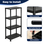 Garitin Plastic 4-Shelf Storage Rack, Multi-Purpose, Black, 24 x 12.2 x 51.57 in