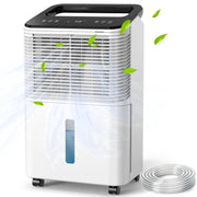 Kloudic 50 Pint Dehumidifier, Smart Humidity Control, Auto Defrost, 2.5L Water Tank, Continuous Drain Hose, Covers Up to 2500 Sq.ft, White, DH-CS10
