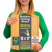 Greener Chef 15 Inch Bamboo Cutting Board, Medium, Reversible Design with Juice Groove, Eco-Friendly Organic Bamboo, 1251VG-ST