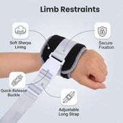 Pukitry 4-Pack Medical Restraint Straps, Soft Padded Wrist and Ankle Limb Holders with Adjustable Straps and Quick Release Buckles, Black