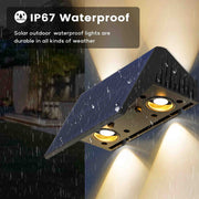Hoyiours Solar Fence Lights 12-Pack, Outdoor Waterproof Solar Wall Lights with Warm White LED, Adjustable Up/Down Lighting, IP67 ABS Material