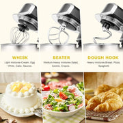 Kitchen in the Box Stand Mixer 3.2Qt Small Electric Food Mixer 6 Speeds Portable Lightweight Kitchen Mixer for Daily Use with Egg Whisk Dough Hook Flat Beater (Black)