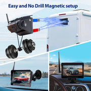 WheelX Magnetic Solar Wireless Backup Camera Kit, 7-Inch 1080P Monitor, DVR, Infrared Night Vision, IP68 Waterproof, 9600mAh Battery with Solar Panel, Wireless Magnetic Mount
