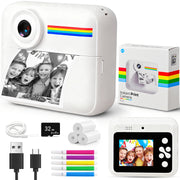 Askmuse Instant Digital Camera for Kids 3-12, Purple, 32GB SD Card, 17 Stickers, 13 Filters, 2.4in Screen, 16x Zoom, Long Battery Life