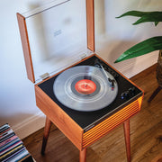 Crosley Dean 3-Speed Bluetooth Turntable with Built-in Speakers, LED Lights, Removable Tapered Legs, Natural Wood