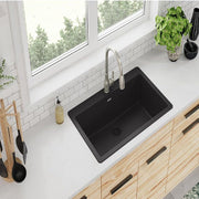 Elkay ELGR13322BK0 Quartz Classic 33-in x 20.875-in Black Single Bowl Drop-In Residential Kitchen Sink