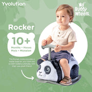 Yvolution My Buddy Roller 2-in-1 Panda Plush Ride-On Toy with Rocker and Ride-On Modes, Eco-Friendly, Machine-Washable Cover, Ages 10-36 Months, MT01W2