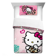 Sanrio 9L461J Hello Kitty Kids Comforter and Pillowcase, 2-Piece Set, Twin/Full, Reversible