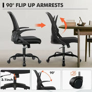 Coolhut KD339C-BLACK Office Chair with Adjustable Armrests, Black