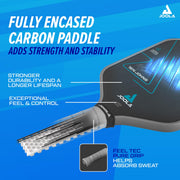 JOOLA Ben Johns Hyperion C2 Pickleball Paddle, Charged Carbon Surface Technology, Aero-Curve Shape, 16mm Thickness, Black White Grey, 17002