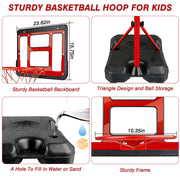 Cshidworld 2 in 1 Adjustable Height Basketball Hoop Stand, Portable Indoor Outdoor Basketball Goal System with Fillable Base and 3 Balls