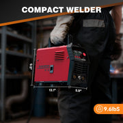 ARCCAPTAIN HELMET004 135A MIG Welder, 110V, 3-in-1 Flux Core/Lift TIG/Stick, IGBT Technology, Large LED Display, Adjustable Settings, Gasless, Red