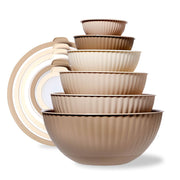 Cook With Color 12-Piece Mixing Bowl Set, Durable BPA-Free Plastic, Non-Slip Silicone Base, Taupe - Durable & Safe