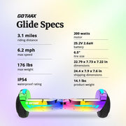 GOTRAX Glide Hoverboard with Bluetooth Speaker, Multicolor