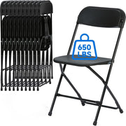 Winlice ZDY-01 650 LB Capacity Premium Plastic Folding Chairs, 10 Pcs, Black