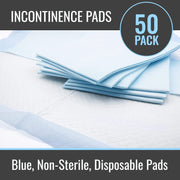 HealthSmart DMI Ultra Absorbent Disposable Incontinence Bed Pads, Extra Large 36 x 36 in, Waterproof, Nonslip Backing, Pack of 50