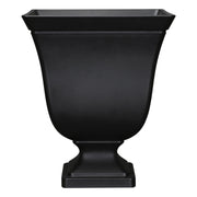 Mainstays Finn Square Black Recycled Resin Planter Urn with Drainage Holes, Weather Resistant, 16in