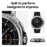 Samsung Galaxy Watch8 Classic Smartwatch, 46mm Stainless Steel Case, White Silicone Band, AMOLED Display, Bluetooth, SM-L505U