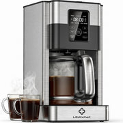LINKChef Drip Coffee Maker, 12-Cup Programmable, Glass Carafe, 12-Hour Auto Brew Timer, Keep Warm Plate, Black