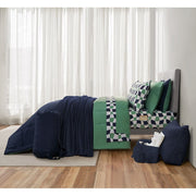 Beco Industries 17pc College Dorm Essentials Bedding Set, Full Reversible Comforter, Navy and Green, Includes Sheets, Towels, Blanket, Backrest Pillow, Shower Caddy, Tote Bag, 13392821938