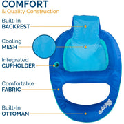 SwimWays Spring Float Recliner Inflatable Pool Lounger with Hyper-Flate Valve - 56