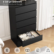 Homfa FPB-250 6 Drawer Tall Dresser for Living Room, Black