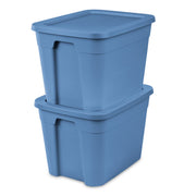 Sterilite 18 Gallon Plastic Storage Bin with Snap-On Lid, Stackable, Blue, 8 Pack