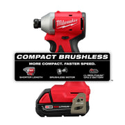 Milwaukee 3650-21P M18 Compact 1/4 in Hex Impact Driver Kit