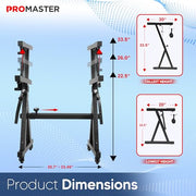 Promaster Adjustable Z-Style Piano Keyboard Stand, Height Adjustable 20-34in, Foam-Padded Arms, Black, PRMSKEY44