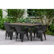 Keter Futura Outdoor Dining Table, Weather-Resistant Resin with Wood-Look Top, Rectangular, Ashwood and Graphite, 65 in, 264030
