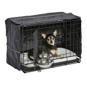 MidWest Homes For Pets Dog Crate Starter Kit, 22-Inch Double Door Wire Crate, Divider Panel, Fleece Bed, Privacy Cover, 2 Stainless Steel Bowls, Black