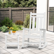 KINGYES Outdoor Rocking Chair Set of 2, HDPE All-Weather Patio Rockers, White, Oversized Design