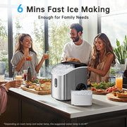 Philergo Nugget Countertop Ice Maker, Portable Pellet Ice Machine, 35 lb Daily Capacity, Self-Cleaning, Stainless Steel, Black, IM17XB-NUGGET